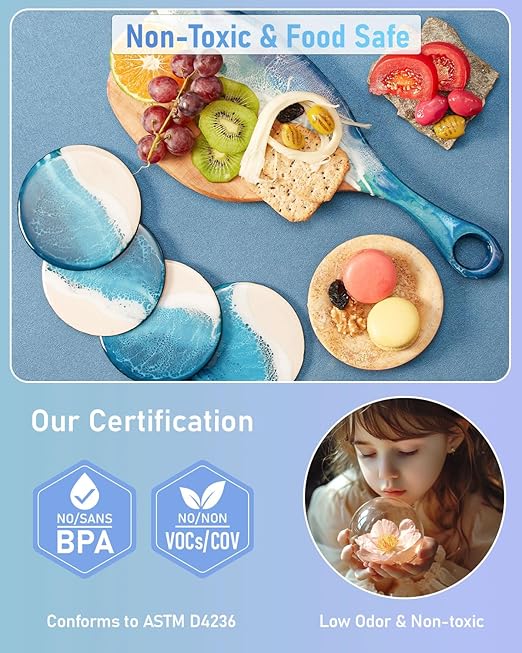 2 Gallon Epoxy Resin Kit with 36 Colors Mica Powder, Gold Foil, Cups & Stick, Crystal Clear Resin Beginner Supplies for Coating Casting Table, Molds, Jewelry Making, DIY Art Craft, 1:1 Ratio