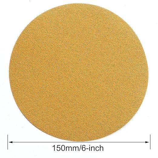 6-Inch No-Hole Hook and Loop Sanding Discs 100-Grit, Random Orbital Sandpaper for Automotive and Woodworking, 100-Pack