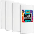 KEFF Canvas Boards for Painting - 4x10 4-Pack Bulk Canvas Panels, 100% Cotton Triple Primed Small Canvases for Painting Supplies, Acrylic, Oil, Watercolor & Tempera