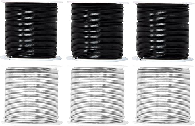 Mandala Crafts 18 Gauge Anodized Aluminum Craft Wire for Jewelry Making - 450 FT Colored Flexible Silver Black Wire - Bendable for Bonsai Armature Crafting Sculpting