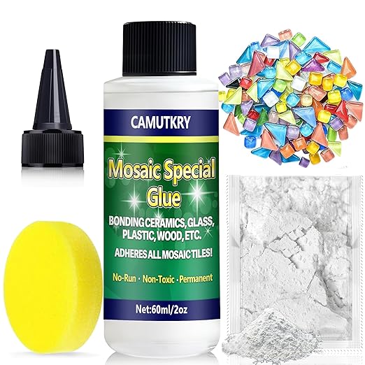 Mosaic Tile Toolkit, Mosaics Glue, Mosaic Tiles and Mosaics Grout, Essential for Handmade Grouting and Perfect for DIY Craft Projects