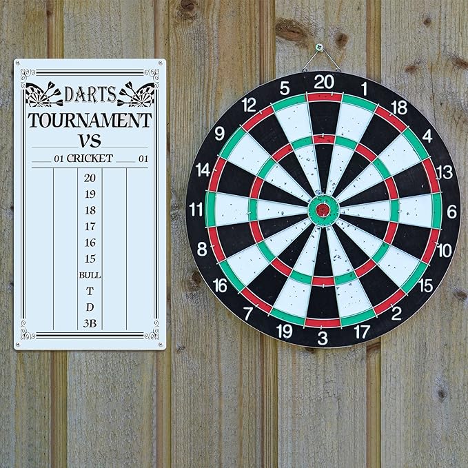 Juexica 2 Pieces Dart Scoreboard Dry Erase Scoreboard Dart Score Keeper Dart Accessories with 4 Dry Erase Markers for Cricket and 01 Dart Games, 15 x 7.8 Inches