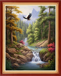 Dimxvean Stamped Cross Stitch Kits,Cross Stitch Kits for Adults Beginners,Embroidery Kits Full Range of Cross Stitch Stamped Kits Needlepoint Kits Cross Stitch Patterns-Mountain Scenery 16x20 inch