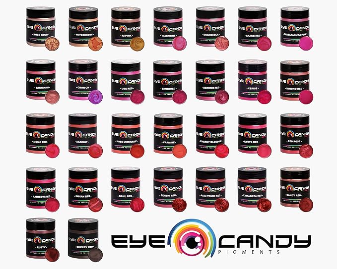 Eye Candy Pigments Premium Red Mica Powder - Crimson (50gr) - for Epoxy, Resin, Soap, Paint, Woodworking, Acrylic Pouring, Bath Bombs, Fishing Lures - DIY Arts and Crafts Additive