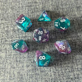 DND RPG Dice Set, Nebula Polyhedral Dice for Dungeons and Dragons, Mystery 7-Piece Set (Green Purple)
