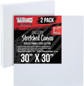 U.S. Art Supply X-Large Stretched Canvas for Painting 30x30 inch Gallery Depth 1-1/2" Thick, 2-Pack - 12oz Acrylic Gesso Triple Primed, Professional Artist Quality, 100% Cotton - Oil, Pouring Paint
