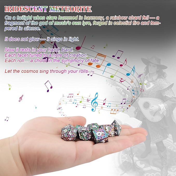 Haxtec DND Dice Set Metal Dice Compatible with Dungeons and Dragons D&D Gift TTRPG Rainbow Polyhedral Dice