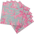 Stxy's (3ply) 60ct Pink Toile Paper Napkins Vintage Cocktail Napkins for Girl or Boy Baby Shower, French Pink and Blue Toile Napkin Pack for decoupage, baby shower