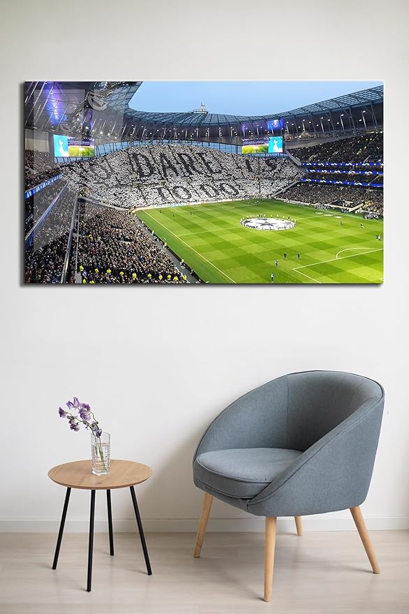SpiritualHands Tottenham Hotspur Stadium Tempered Glass Wall Art Painting for Living Room, Tempered Glass Modern Prints Decor, Large Vivid Color Panel for Bedroom, Kitchen, or Office