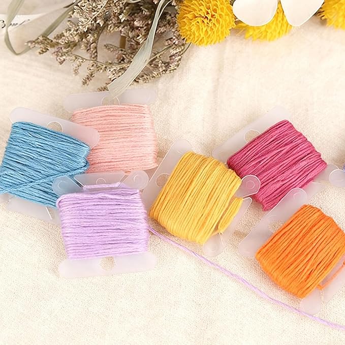 Embroidery Floss Organizer with 24 Compartments - Cross Stitch Thread Storage Box Includes 100 Plastic Bobbins, Stickers, Bobbin Winder for DIY Sewing Crafts