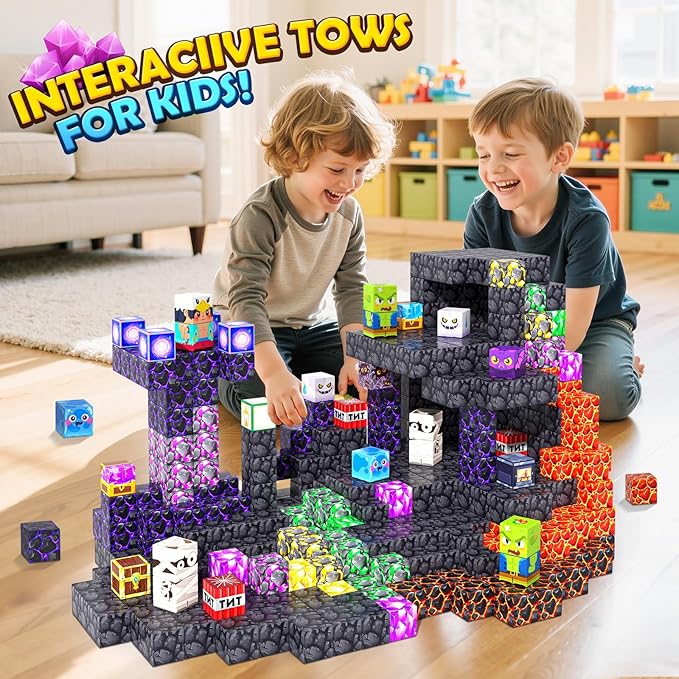 Magnetic Blocks - Mine Magnet World Building Toys for Kids Ages 4-6 6-8 8-12, STEM Magnetic Building Blocks Kids Sensory Toys Games, Gift for 3+ Year Old Boys and Girls