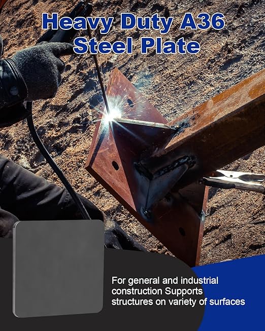 Rocaris 10 X 10 X 1/4 Inch A36 Steel Plate Hot Rolled, Metal Square Plate for Construction Boards, Structure Support, Weldable Square and Industrial