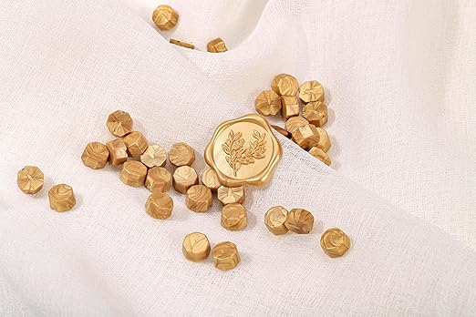Yoption 360Pcs Light Gold Sealing Wax Beads, Vintage Wax Seal Beads for Embellishment of Wedding Invitation, Envelope, Gift Wrapping, Wine Package