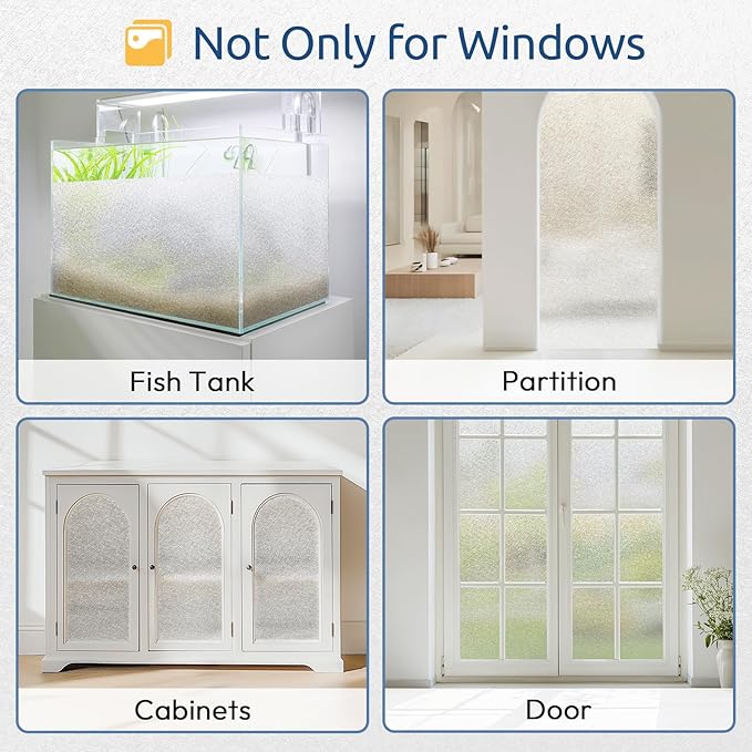 rabbitgoo Window Privacy Film Frosted Glass Film, Decorative Cling UV Sun Blocking Decals, Frosting Window Clings for Home Bathroom Door Coverings, 23.6 x 78.7 inches