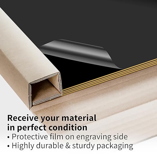 Trotec TroLase | 8"x12"x1/16", 10 Pcs | Black/Gold | 2 Ply | Modified Acrylic | Laser Engraving Double Color Plastic Sheet | Engraving Blanks for Laser, Saw, Guillotine | Made in USA