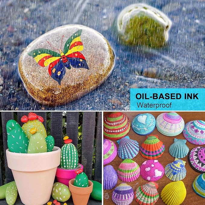 IVSUN Paint Pens Paint Markers, 36 Colors Oil-Based Waterproof Art Marker Pen Set, Never Fade Quick Dry and Permanent, Works on Rocks, Wood, Fabric, Plastic, Canvas, Glass, Mugs, DIY Craft