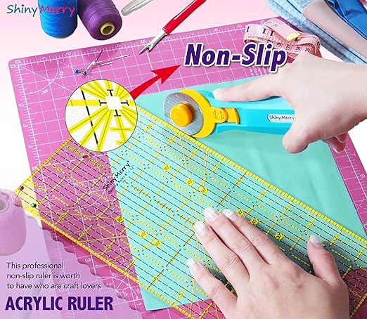 Quilting Ruler 6"x12",Non-Slip Clear Acrylic Sewing Ruler with Easy-to-Read Grid,Yellow & Black Grid Design,Perfect for Fabric,Patchwork,Cutting & Sewing Crafts,Durable Tool for Quilting
