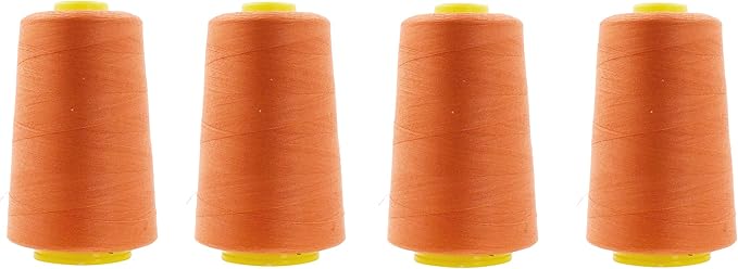 Mandala Crafts 4 Pack of Serger Threads Cones Spools - 40S/2 24000 Yards Polyester Orange Threads for Sergers Machine and Overlock Quilting Sewing Machine
