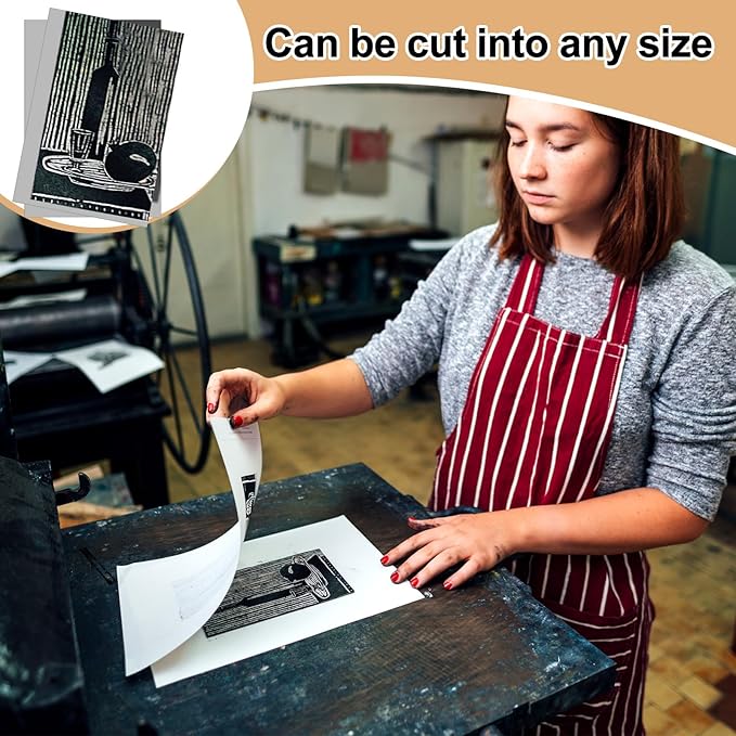 Yeaqee 4 Pcs 12 x 18 Inch Linoleum Block Rubber Carving Block Soft Linocut Blocks Large Linoleum Sheet Unmounted Lino Plates for Engraving Art Project Printmaking Artist Studio Supplies (Gray)