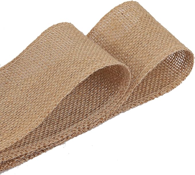 KINJOEK 5 Inch Wide 54 Yards Burlap Ribbon, Natural Jute Fabric Ribbon Crafts Ribbon for Christmas Wedding Gifts Burlap Fabric DIY for Decoration