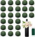 Tessco 24 Pcs Mini Floral Foam Holder Round Floral Foam with Green Arrangement Wire Arrangement Supplies for Table Wedding Wine Bottle Decor