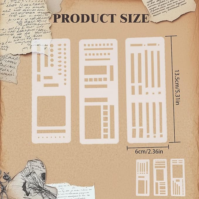 9 Pack Handmade Flexible Planner Stencils, Reusable Templates for Journals, Calendars & Daily Planning, Checklists, Lines & Boxes, Compatible with Rings, Discs, Coils