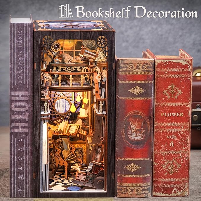 CUTEBEE Book Nook Kit - DIY Miniature House Kit for Adults and Teens, Dollhouse Booknook Tiny House Model Build Bookshelf Decor, Gifts for Family, Friends