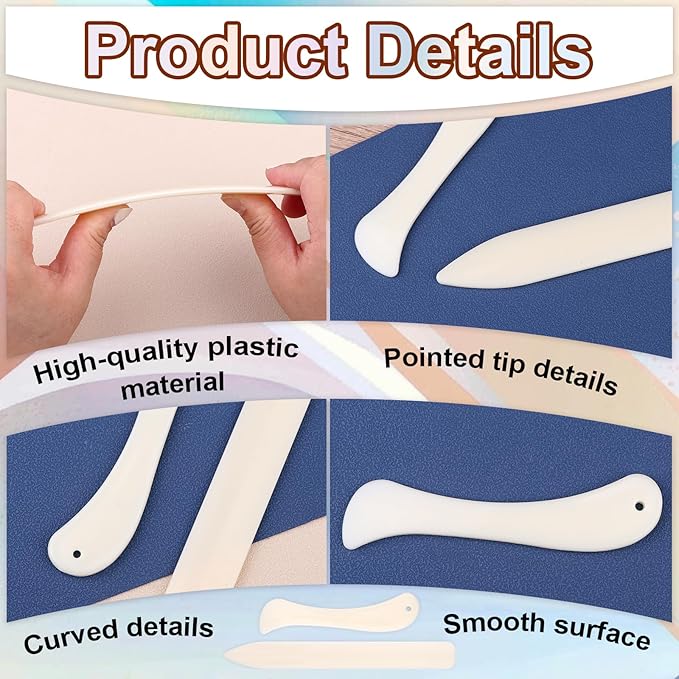 20 PCS Bone Folder Tool, Plastic Bone Folder Crafts Scoring Folding Creasing Paper Crafting Scrapbooking Tool for Paper Leathercrafts Bookbinding and DIY Card Making Handmade(2 Styles)