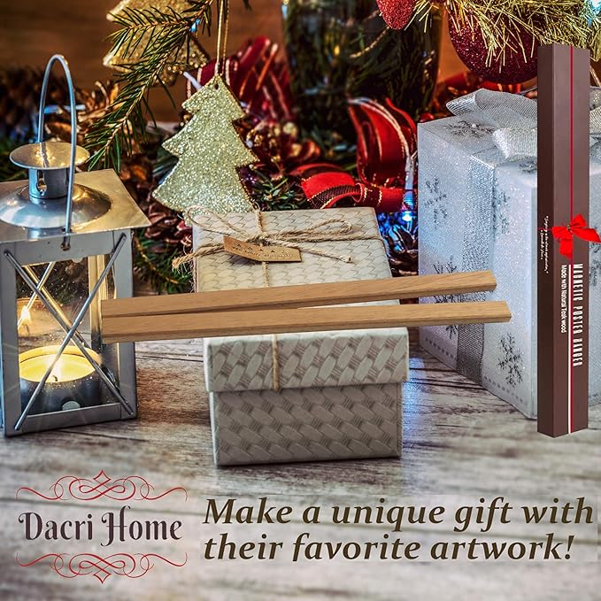 DACRI HOME 17" Magnetic Poster Hanger Frame - Teak Wood Poster Frame, Strong Magnets for Safe Hanging Print Picture Map Wall Art 17x22 17x24 (17 inch, Black)