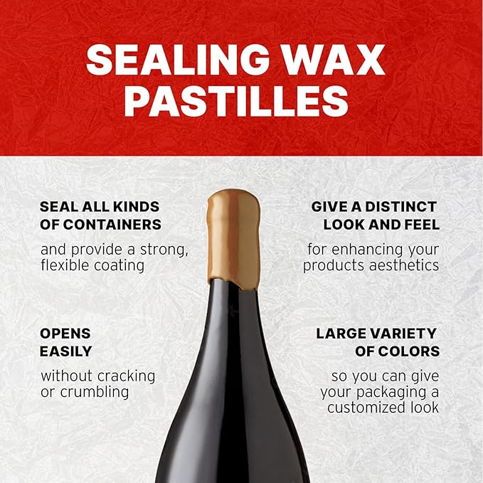Blended Waxes, Inc. Bottle Sealing Wax, Pastille Wax Seal Beads For Wine, Beer, and Liquor Bottle Sealing, Seals Between 25-30 Bottles, 1 lb, Bronze Metallic