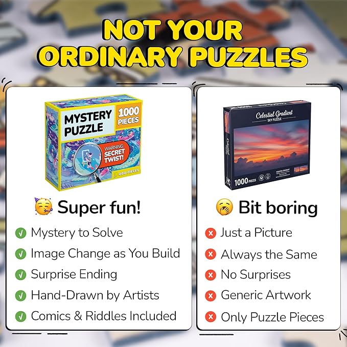Odd Pieces Jigsaw Puzzles 1000 Pieces - Magic Mystery Story Secret Ending Puzzle - Perfect Game Night for Adults & Kids - Ocean Theme Challenging (Beyond The Kelp)