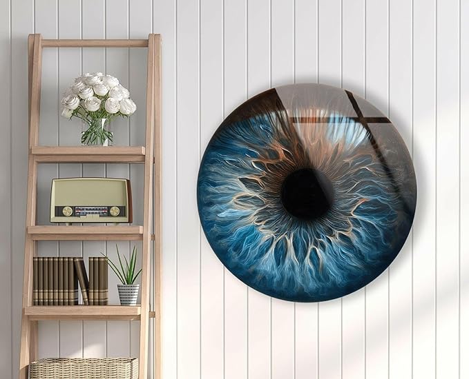 My Photostation.com 27.5''(70cm) Diameter Eye Round Blue Glass Wall Art Tempered Glass Printing Wall Decor Large Wall Art Wall Hangings
