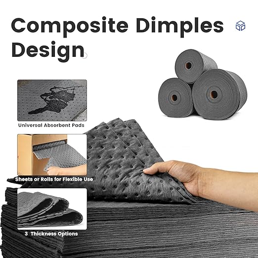 Universal Absorbent Pads | 16"x20" Water Absorbent Mat 100-Pack | Industrial Spill Control for Liquids Leak(32 Gal/Box) | Oil Absorbing Sheets