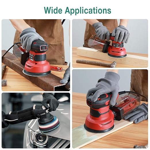 5-Inch 8-Hole Wet Dry Sanding Discs 320 Grit, Polyester Film Backed Heavy-Duty Hook and Loop Sandpaper for Random Orbital Sander, 50-Pack