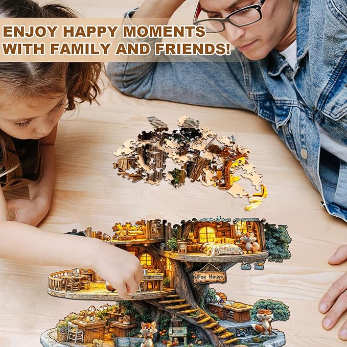 Wooden Puzzles for Adults, Fox House Puzzles, Wood Adult Puzzle, Birthday Gifts for Puzzle Lover (L-13.4 * 13.4 in 270pcs)