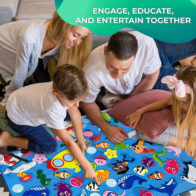 QUOKKA Ocean Felt Board for Toddlers - 70 PCS Double-Thick Felt Board Story Set with Large 41x30 Inch Durable Wall Activity Boards - Ideal for Storytelling Indoor Toddler Activities and Classroom