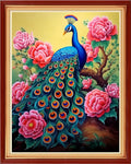 Funchey Stamped Cross Stitch Kits, DIY Cross Stitch Pattern for Adults Beginners Needlepoint Kits Embroidery Kit Arts and Crafts 11CT-Peacock Flowers 16x20 inch