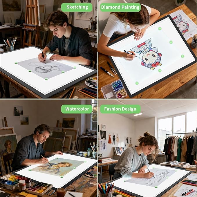 Phylosal Rechargeable A2 Light Pad for Diamond Painting 25.2''x18.4'', Magnetic Tracing Light Box for Drawing, Diamond Art Light Board with Side Button, Wireless LED Light Table for Sketching, Design