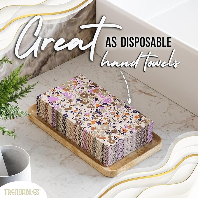 Trendables Floral Napkins for decoupage 100 Pcs 3 Ply floral paper napkins decorative Guest Towels Disposable Bathroom, Flower Design For Tea Party Decorations, Dinners & Weddings