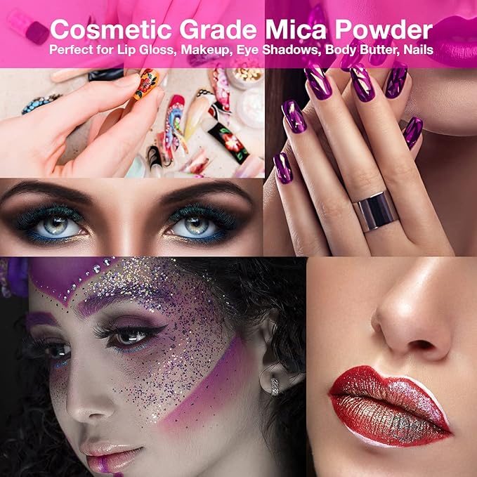 BALTIC DAY - Mica Powder, 30 x 10g Jars of Mica Powder for Epoxy Resin Set - Epoxy Resin Color Pigment Powder - Pigments for Soap Making, Slime, Nails