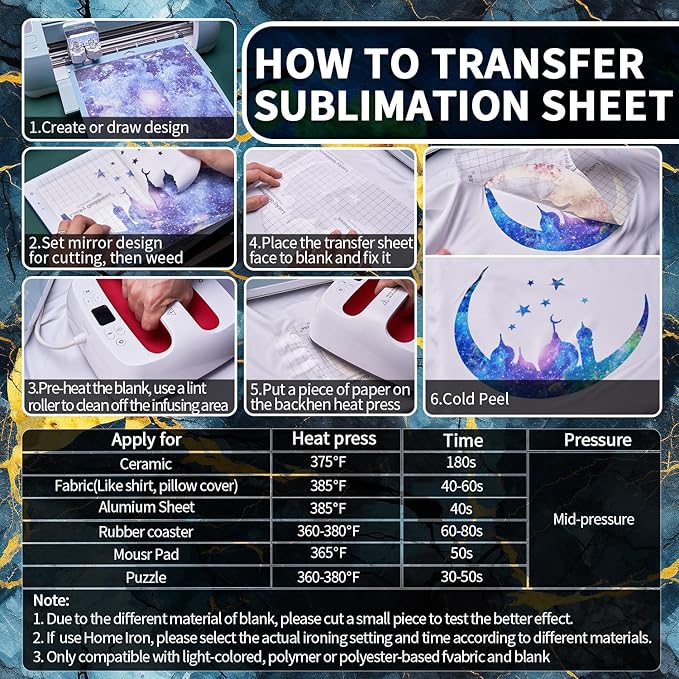 Sublimation Transfer Sheets for Heat Press Machine,Marble Sublimation Paper for Tumblers Blanks Tshirts,12 Sheets 12x12inch