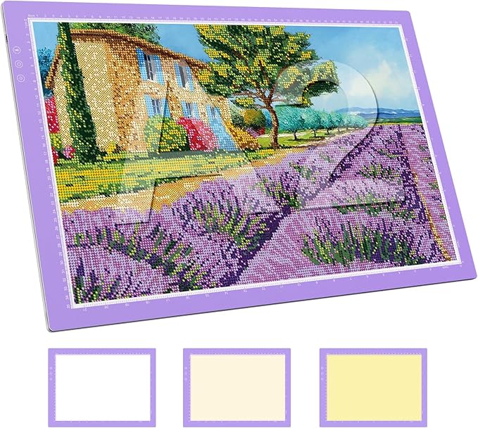 ZEXALIGHT A2 Light Box for Tracing, Light Pad for Diamond Painting with 8 Levels/Stepless Dimming Brightness and 3 Color Modes, Ultra-Thin Copy Board Light Table for Artists Tracing Drawing (Purple)