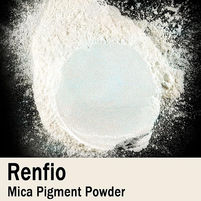 Renfio 100g Mica Powder Pigment, Metallic Natural Dye Mineral Pearl Shimmer Epoxy Resin Dye for Painting Soap Making Slime Bath Bombs 3.5 Oz - Pearl Blue