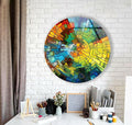 My Photostation.com 24''(60cm) Diameter Stained Yellow Round Glass Wall Art Tempered Glass Printing Wall Decor Large Wall Art Wall Hangings