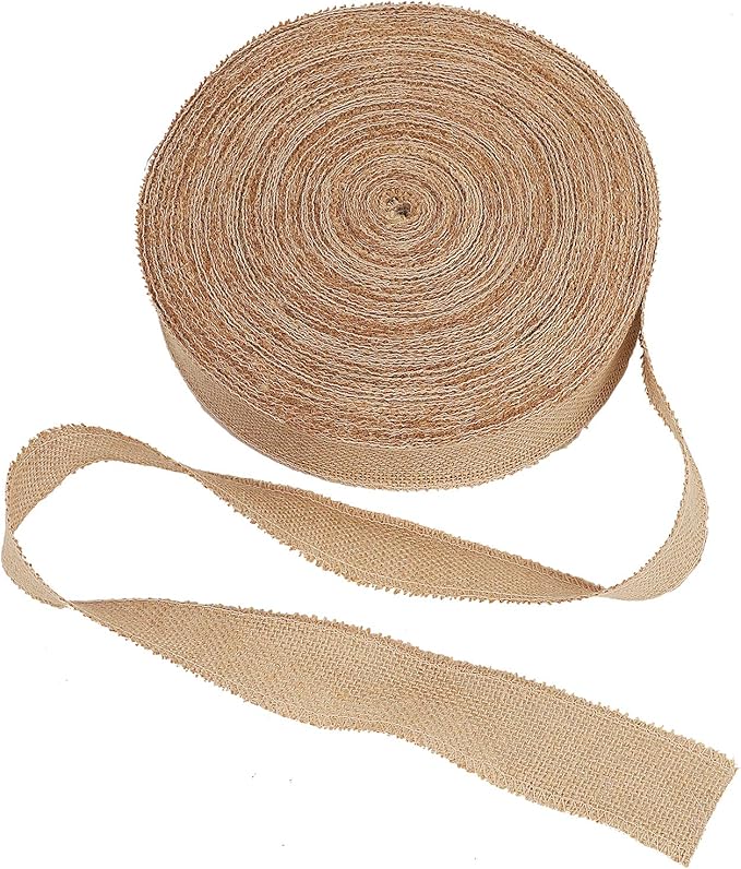 KINJOEK 3 Inch Wide 54 Yards Burlap Ribbon, Natural Jute Fabric Ribbon Crafts Ribbon for Christmas Wedding Gifts Burlap Fabric DIY for Decoration