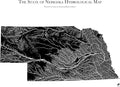 Muir Way Hydrological River Map of Nebraska - Watershed Topographic Wall Art for Home, Office, or Travel Decor - Unframed Flat Paper Print, 18x24