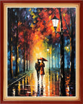 Dimxvean Stamped Cross Stitch Kits,Cross Stitch Kits for Adults Beginners,Embroidery Kits Full Range of Cross Stitch Stamped Kits Needlepoint Kits Cross Stitch Patterns-Strolling rainynight 16x20 inch