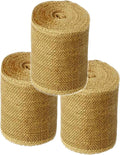 Burlap Ribbon 4" x 15 Yards Natural Jute 4 Inch 5yards 3 Rolls, (Natural, 4Inch X 15yards)