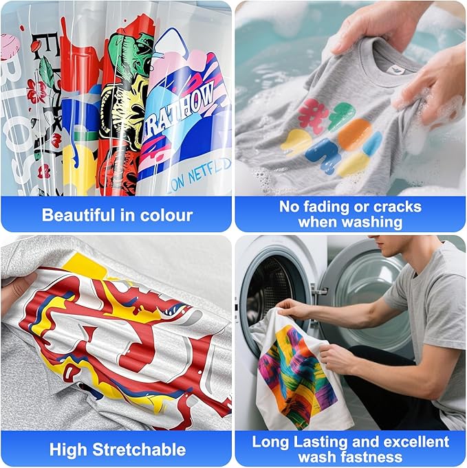 ZEHRAI 100 Sheets DTF Transfer Film 8.5" x 11" Double Sided Matte, Clear Cold Peel, Direct to Film Heat Transfer Film for All Fabric and Colors T-Shirts Textile