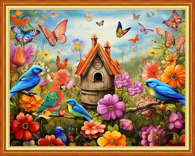 Dooxvey Cross Stitch Kits for Adults Beginners,Full Range of Cross-Stitch Stamped Kits Needlepoint Kits for Beginners Embroidery Kits 11CT Cross Stitch Patterns-Forest Bird 16x20 inch, Manual Arts 37